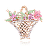 Flower basket brooch vintage look gold plated designer broach celebrity pin k32