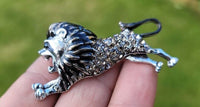 Roaring lion king brooch silver plated celebrity broach royal power sikh pin k27