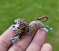 Roaring lion king brooch silver plated celebrity broach royal power sikh pin k27