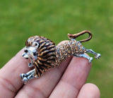 Roaring lion king brooch silver plated celebrity broach royal power sikh pin k27
