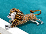 Roaring lion king brooch silver plated celebrity broach royal power sikh pin k27
