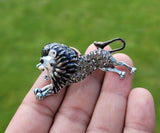 Roaring lion king brooch silver plated celebrity broach royal power sikh pin k27