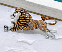 Roaring lion king brooch silver plated celebrity broach royal power sikh pin k27
