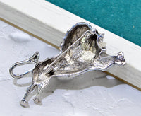 Roaring lion king brooch silver plated celebrity broach royal power sikh pin k27