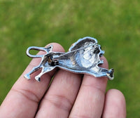 Roaring lion king brooch silver plated celebrity broach royal power sikh pin k27
