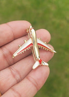 Aeroplane Brooch Vintage Look Queen Pilot Broach Gold Plated Crew Pin K39 New