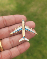 Aeroplane Brooch Vintage Look Queen Pilot Broach Gold Plated Crew Pin K39 New