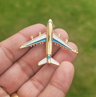 Aeroplane Brooch Vintage Look Queen Pilot Broach Gold Plated Crew Pin K39 New