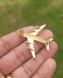 Aeroplane Brooch Vintage Look Queen Pilot Broach Gold Plated Crew Pin K39 New