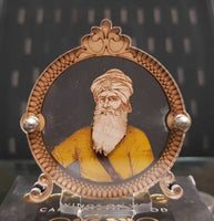 Baba Deep Singh Ji Wood Carved Photo Portrait Singh Kaur Sikh Desktop Stand A28