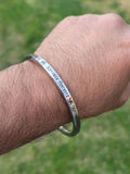 Hindu Kara OM Namo Shivay Kada Smooth Flat Stainless Steel Ohm Mantra Bangle E13K