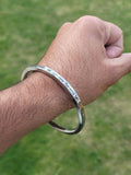 Hindu Kara OM Namo Shivay Kada Smooth Flat Stainless Steel Ohm Mantra Bangle E13K