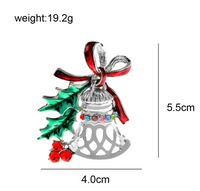 Christmas Bell Brooch Gold Silver Plated Broach Stones Celebrity Queen PIN i14