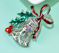Christmas Bell Brooch Gold Silver Plated Broach Stones Celebrity Queen PIN i14