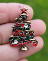 Christmas Tree Brooch Vintage look Gold plated broach Celebrity Queen pin i20