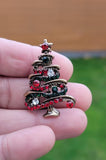 Christmas Tree Brooch Vintage look Gold plated broach Celebrity Queen pin i20