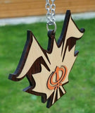 Punjabi sikh wooden khanda canada leaf nishan sahib pendant car mirror hanger k5