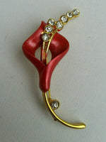 Stunning diamonte gold plated lily flower brooch broach cake pin for suits hats