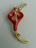 Stunning diamonte gold plated lily flower brooch broach cake pin for suits hats