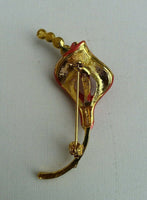 Stunning diamonte gold plated lily flower brooch broach cake pin for suits hats