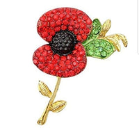 Onlinesikhstore lest we forget rememberance day stunning diamonte gold plated poppy brooch cake pin