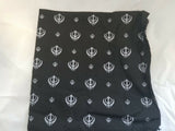 Black Khanda Rumal Sikh Temple Head Cover Cotton Bandana Head Wrap Black Khalsa