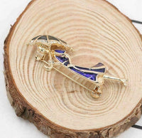 Vintage look gold plated blu lady umbrella brooch suit coat broach pin collar u2
