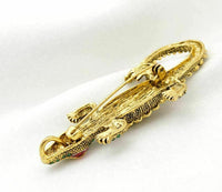 Stunning vintage look gold plated bluish crocodile design brooch broach pin b48p