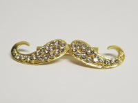 Stunning diamonte gold plated hindu sikh punjabi moustache brooch broach pin