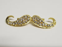 Stunning diamonte gold plated hindu sikh punjabi moustache brooch broach pin