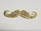 Stunning diamonte gold plated hindu sikh punjabi moustache brooch broach pin