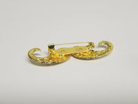 Stunning diamonte gold plated hindu sikh punjabi moustache brooch broach pin