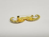 Stunning diamonte gold plated hindu sikh punjabi moustache brooch broach pin
