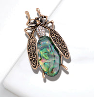 Insect beetle brooch vintage look gold plated suit coat broach collar pin jjj22