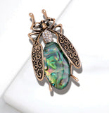Insect beetle brooch vintage look gold plated suit coat broach collar pin jjj22