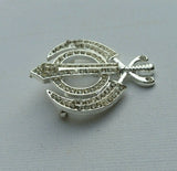 Stunning Diamonte Silver Plated Sikh Khanda Brooch Cake Pin Singh Turban Dumala