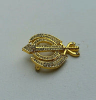 Stunning diamonte gold plated sikh khanda brooch cake pin singh turban dumala