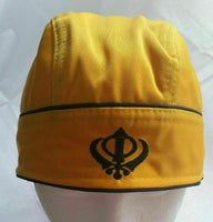 Sikh punjabi turban yellow jean patka pathka khanda bandana head wrap singh gear