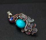 Stunning vintage look gold plated peacock turquoise stone queen brooch broach h2