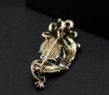 Stunning vintage look gold plated peacock turquoise stone queen brooch broach h2