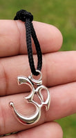 Om pendant hindu ohm power necklace silver plated evil eye protection shield k49G
