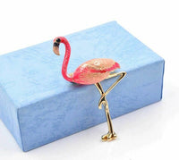 Stunning diamonte gold plated vintage look flamingo bird christmas brooch pin c1