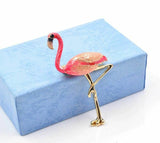 Stunning diamonte gold plated vintage look flamingo bird christmas brooch pin c1