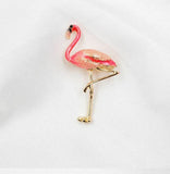 Stunning diamonte gold plated vintage look flamingo bird christmas brooch pin c1