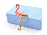 Stunning diamonte gold plated vintage look flamingo bird christmas brooch pin c1