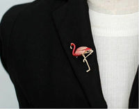 Stunning diamonte gold plated vintage look flamingo bird christmas brooch pin c1