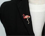 Stunning diamonte gold plated vintage look flamingo bird christmas brooch pin c1