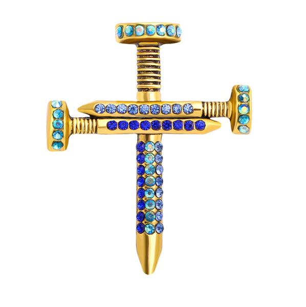 King cross nail brooch vintage look gold plated celebrity broach queen pin i4