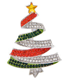 Vintage look stunning diamonte silver plated christmas tree brooch cake pin jjj3