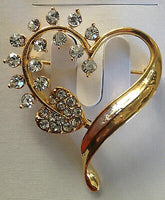 Stunning vintage look designer heart flower bird brooch broach celebrity pin lll